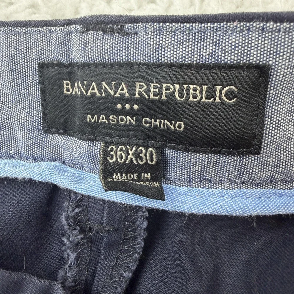 Banana Republic Mason Chino Pants Mens 36x30 Blue Regular Fit Stretch Slim‎